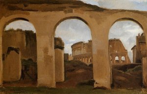 Rome - The Coliseum Seen through Arches of the Basilica of Constantine