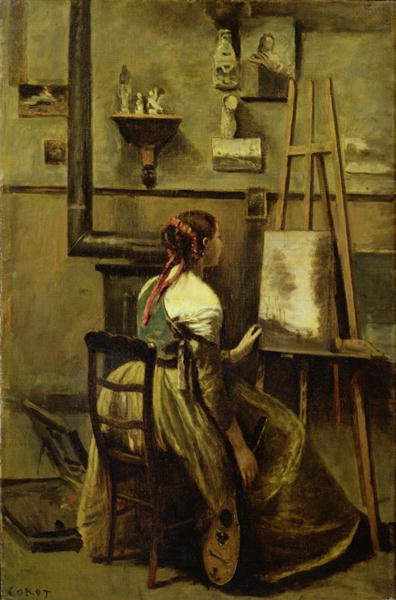 The Studio of Corot, or Young woman seated before an Easel, 1868-70