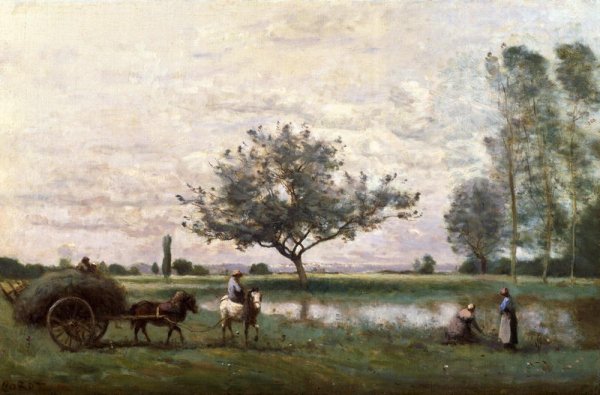 Haycart beside a River