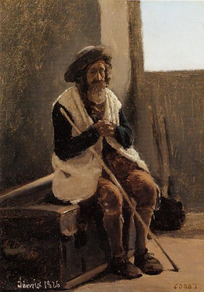 Old Man Seated on Corot's Trunk