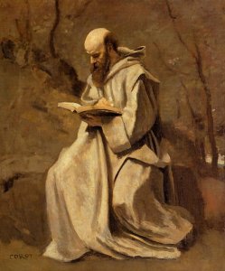 Monk in White, Seated, Reading