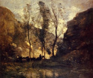 Ville d'Avray, Cowherd in a Clearing near a Pond