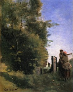 Two Women Talking by a Gate